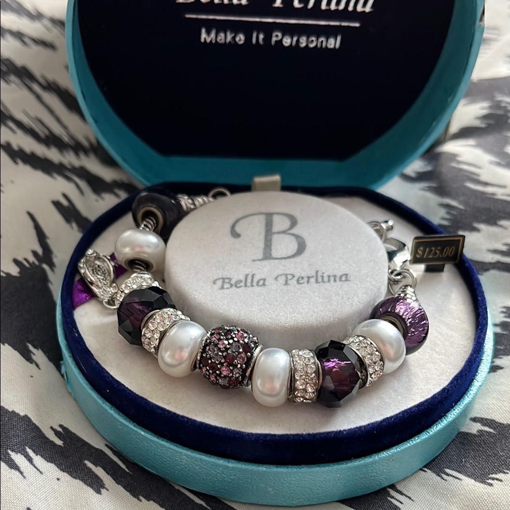 Bella Perlina Purple and Silver Beaded Bracelet